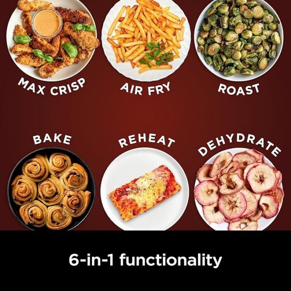 Ninja Air Fryer Pro XL 6-in-1 with 6.5 QT Capacity, Max Crisp, Air Fry, Air Roast, Bake, Reheat, Dehydrate, Max Crisp Technology with 450F, Nonstick Basket & Crisper Plate, Grey, AF181 - Image 4